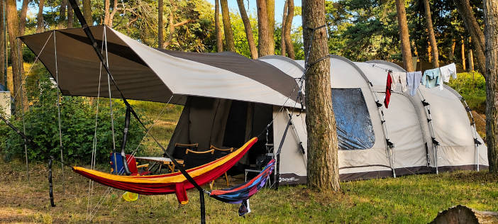 Outwell Louisiana TC Tarp als Vorzelt am Outwell Ohio 5 TC Zelt